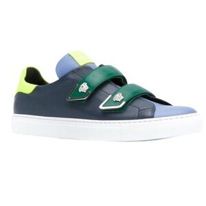 Versace Vintage Blue Green Colorblock Leather Sneakers Size 36.5/6.5 $950